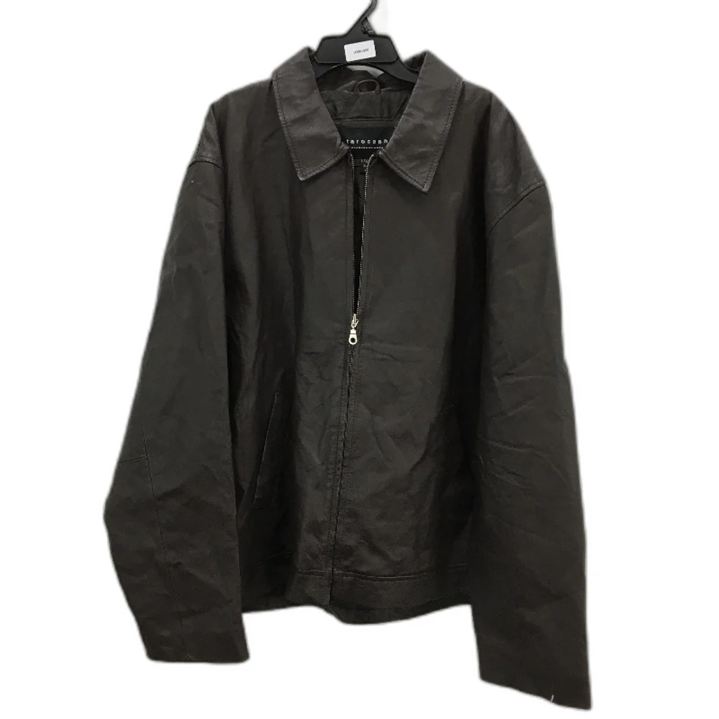 Taro Cash Chocoalte Brown Genuine Leather Fully Lined Zip Up Jacket Mens Size XL