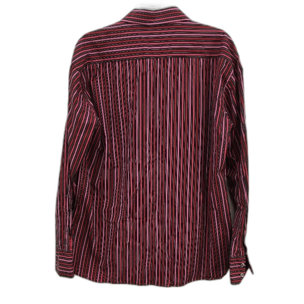 Scandale Slim Italian 100% Cotton Pink & Red Stripe L/Sleeve Shirt Mens Size XL - Image 2
