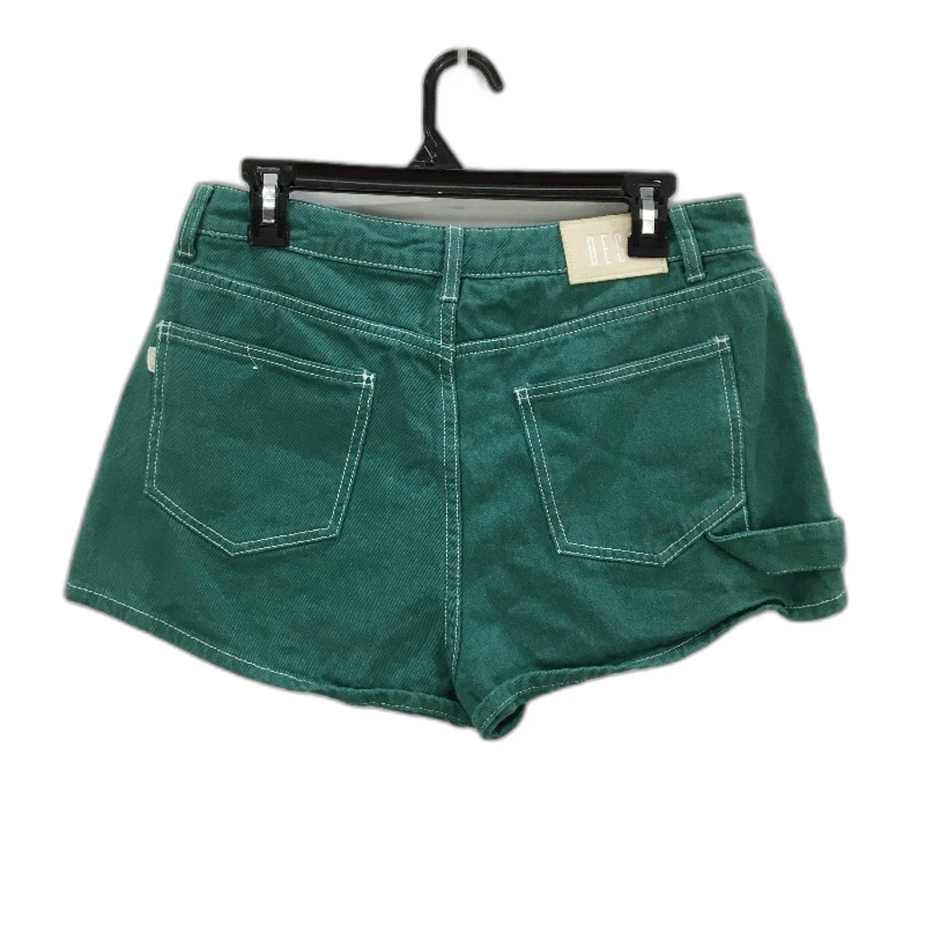 Desu 100% Cotton Green With White Stitching Denim Shorts Ladies Size 14 - Image 2
