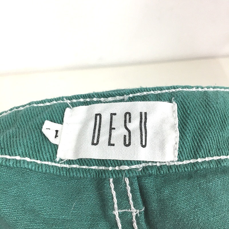 Desu 100% Cotton Green With White Stitching Denim Shorts Ladies Size 14 - Image 3