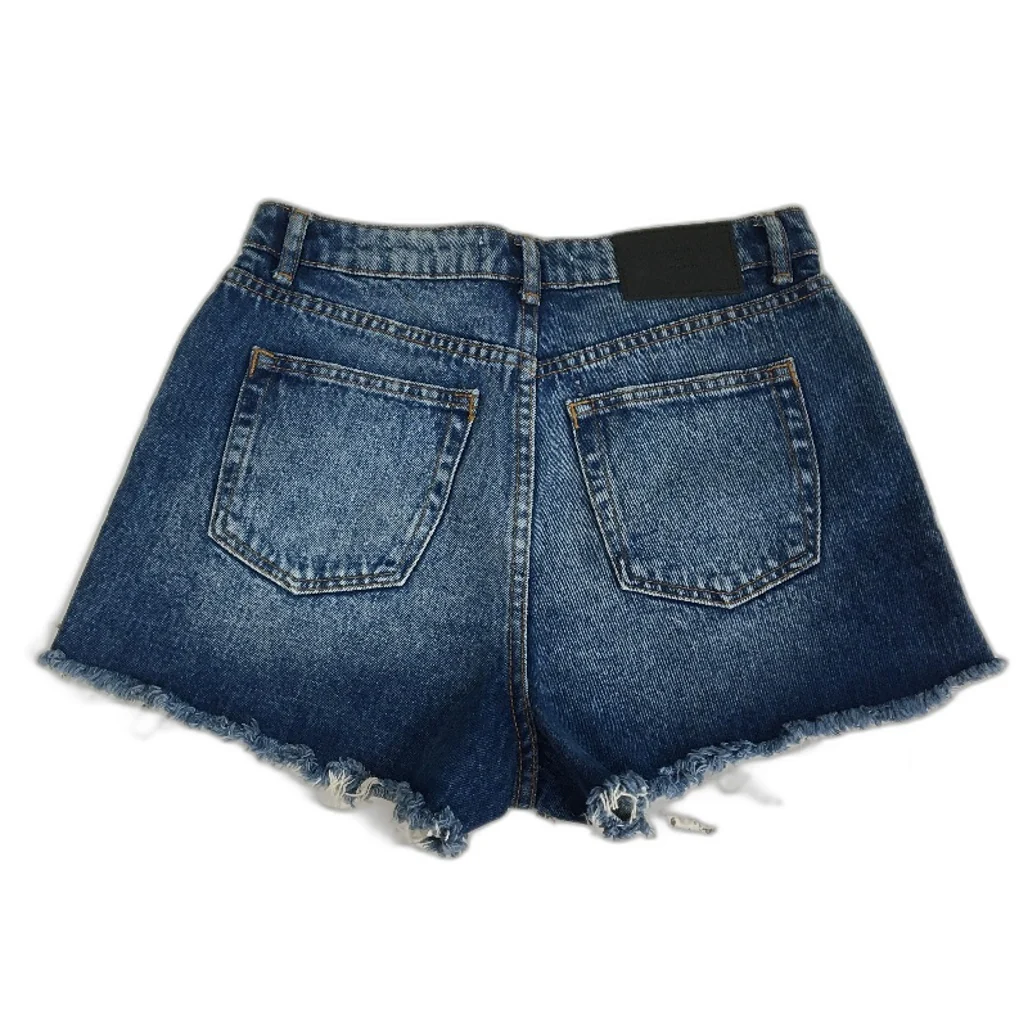 Zara 100% Cotton Blue Raw Hem High Waist Denim Shorts Ladies Size EUR 36 US 4 - Image 2