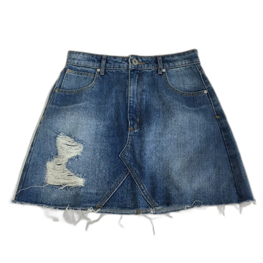 Abrand Jeans Blue Wash Raw Hem 100% Denim Mini Skirt Ladies Size 9 / 27