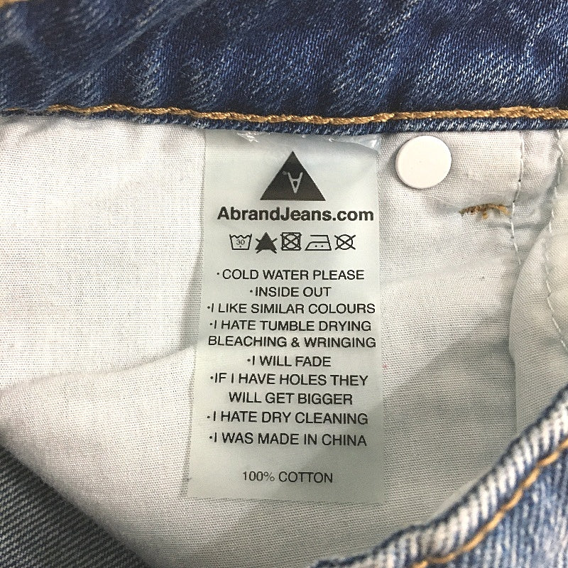 Abrand Jeans Blue Wash Raw Hem 100% Denim Mini Skirt Ladies Size 9 / 27 - Image 4