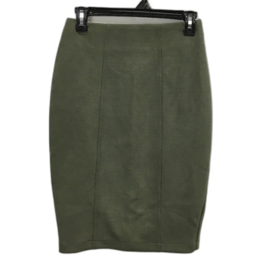 Tussah Olive Green Soft Suede Feel Zip Up Knee Length Skirt Ladies Size 8