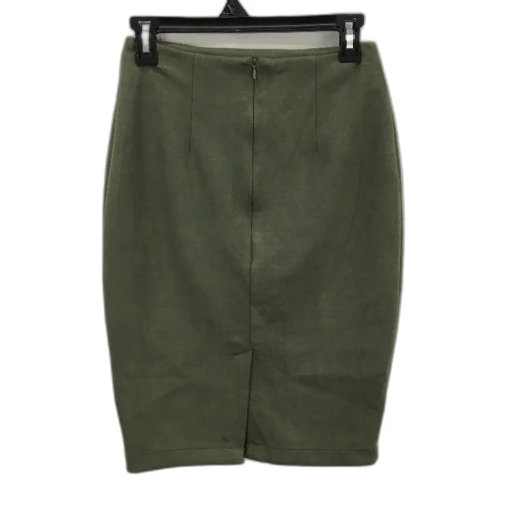 Tussah Olive Green Soft Suede Feel Zip Up Knee Length Skirt Ladies Size 8 - Image 2