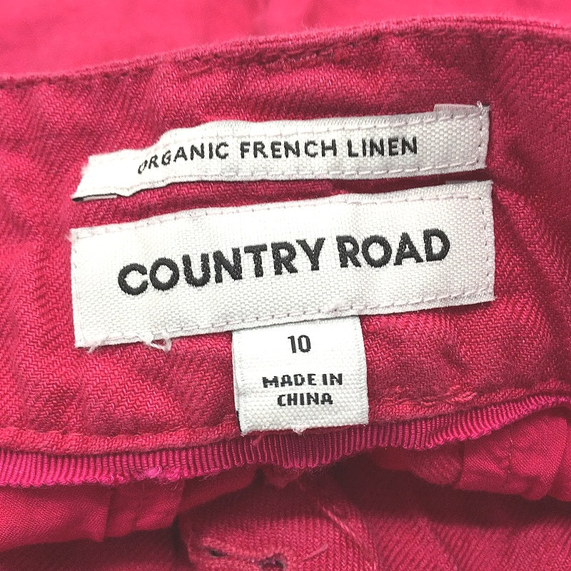 Country Road Organic French Linen Hot Pink Summer Shorts Ladies Size 10 - Image 3