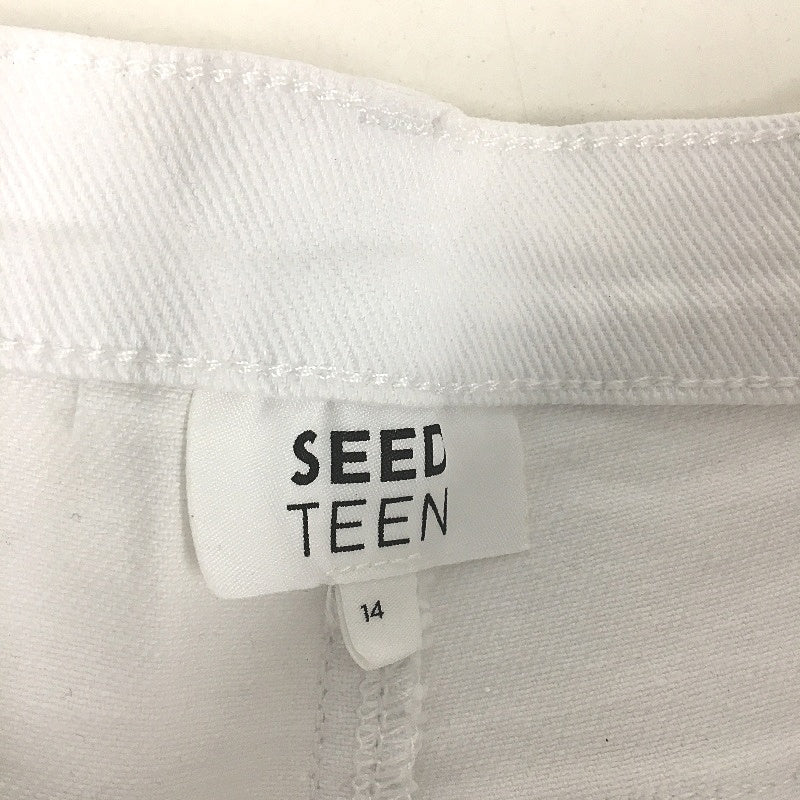 Seed Teen White Denim Cuffed Hem High Waisted Shorts TEENS Size 14 - Image 3