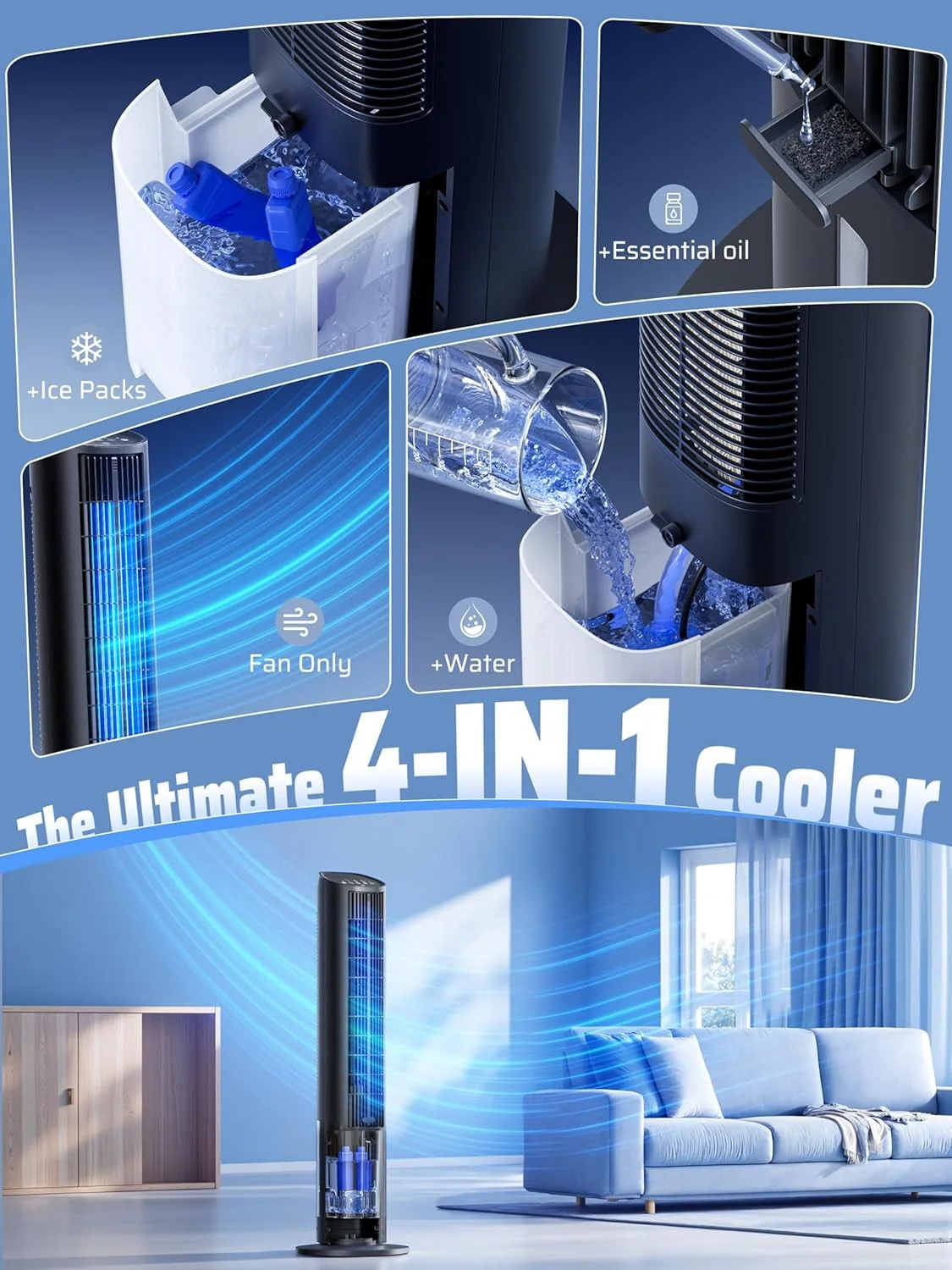 NAILGILRS Bladeless Tower Fan with Remote Control for Home Cooling... DEMO - Image 4