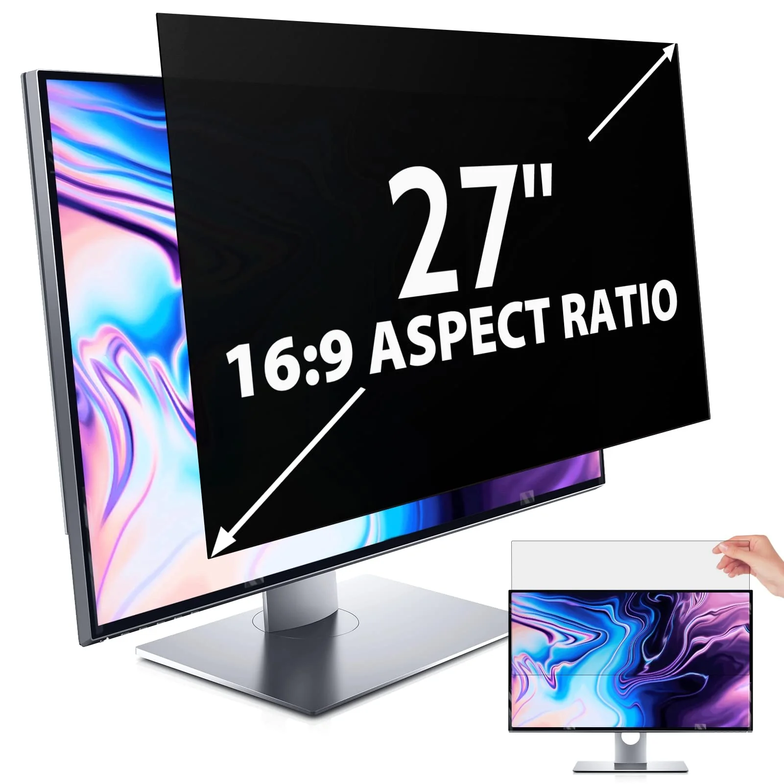 IPROKKO 27 Inch Computer Privacy Screen Filter Anti Blue Light NEW