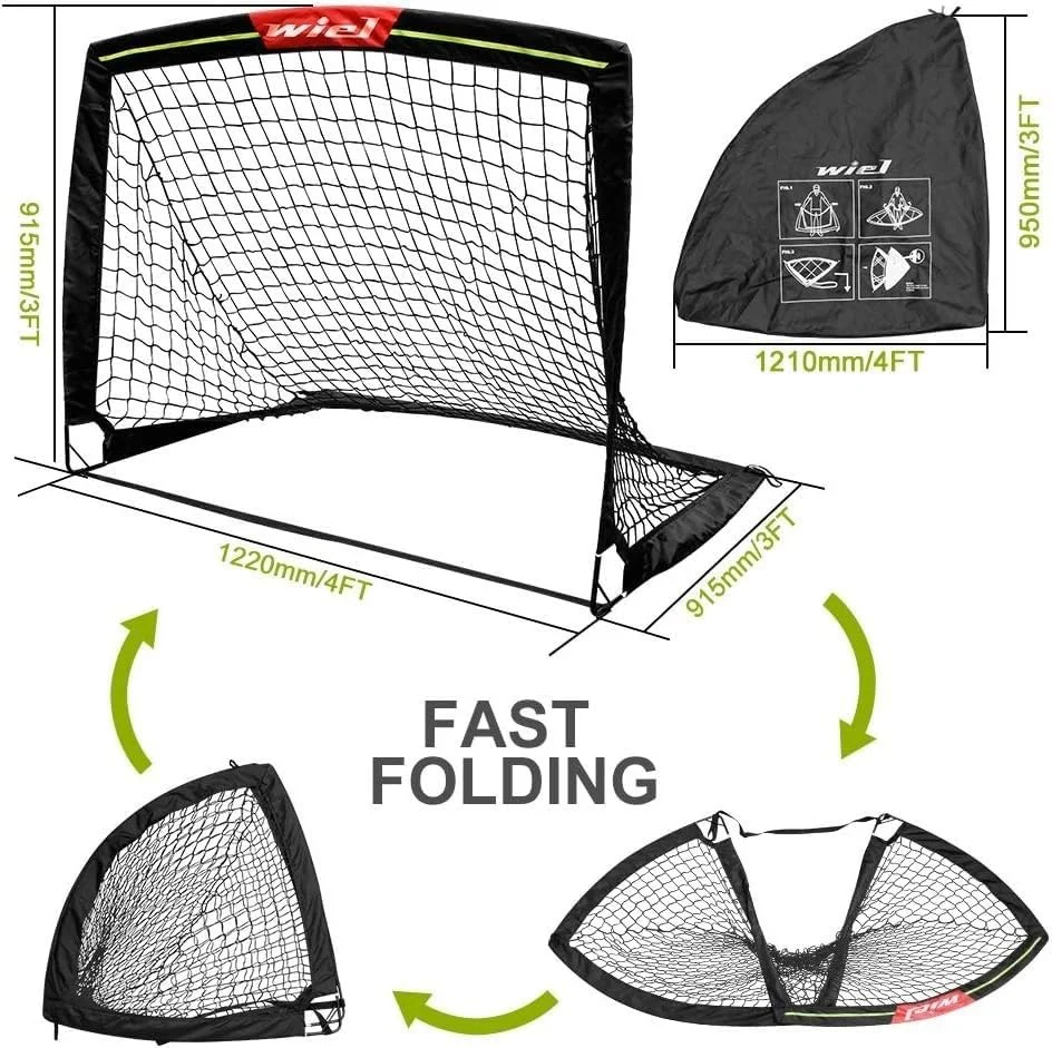 Wiel 4ft x 3ft Fold-Up Soccer Goals with Reflective Strips for Kids Australia - Image 2