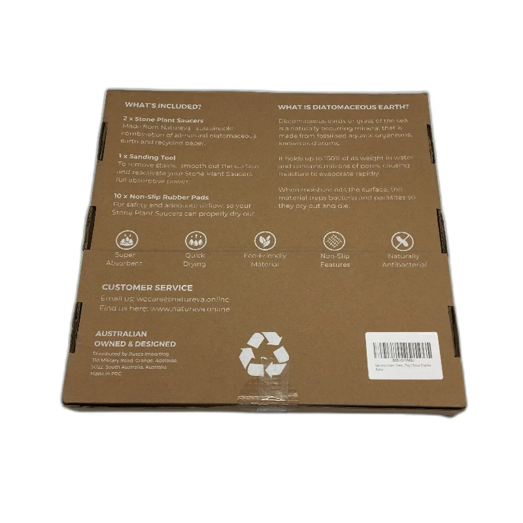 NATUREVA 2 Piece Slate Grey Absorbent Diatomaceous Stone Plant Saucer NEW - Image 4