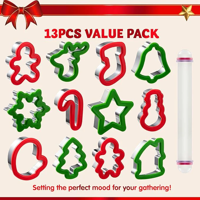 Joyin 13 Piece 3.5 Inch Christmas Cookie Mold Cutter Set with Grip NEW - Image 2