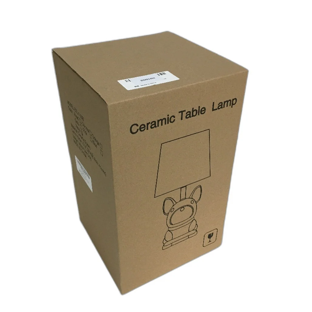 EOEYYOYB Single Glazed Ceramic Bulldog Linen Shade Table Lamp in Navy NEW - Image 4