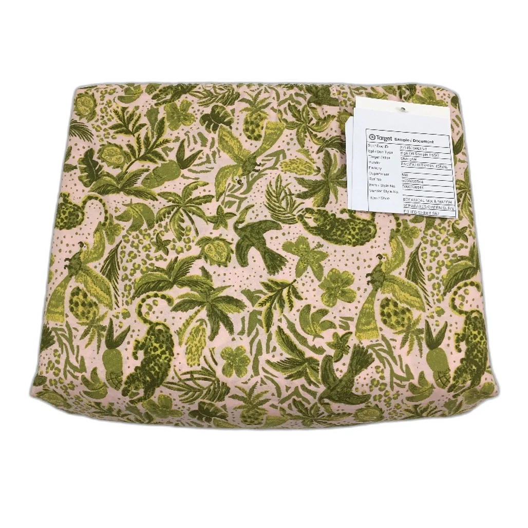 Target Safari Botanical Pink Green Patterned Fitted Sheet Combo Size DOUBLE NEW