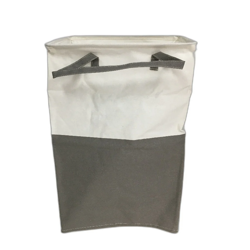 ALINK Laundry Storage Basket With Handle Set Of 2 Grey And Cream 30x40x50cm NEW