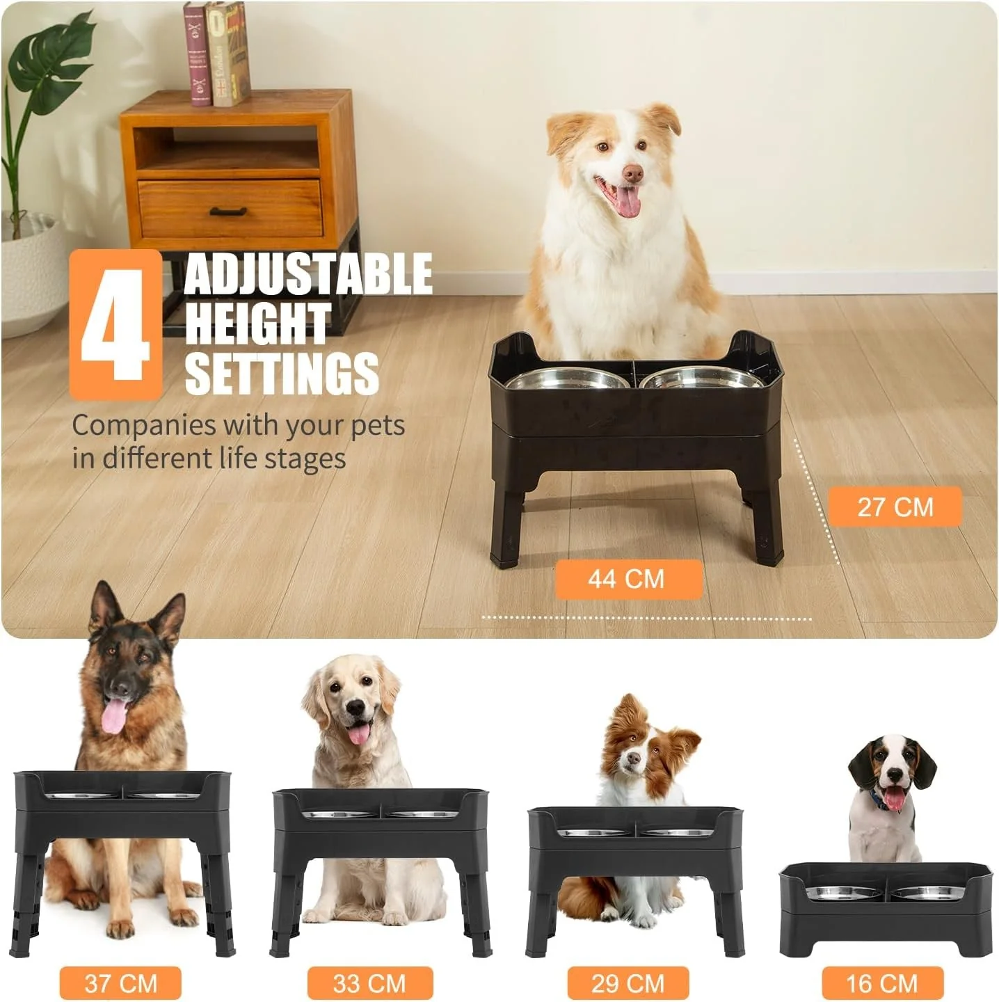 YY FOREYY 4-in-1 Adjustable Elevated Dog Bowls with Slow Feeder Online Australia - Image 2