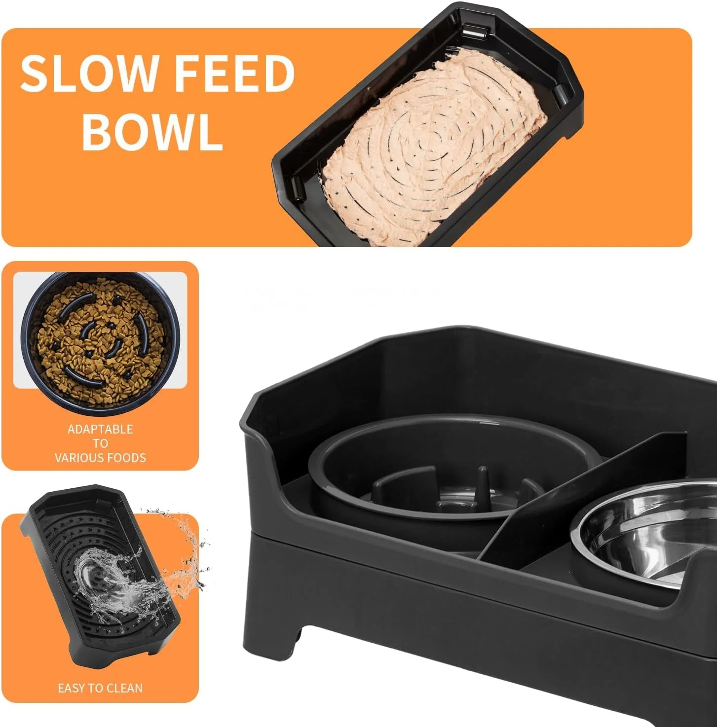 YY FOREYY 4-in-1 Adjustable Elevated Dog Bowls with Slow Feeder Online Australia - Image 5