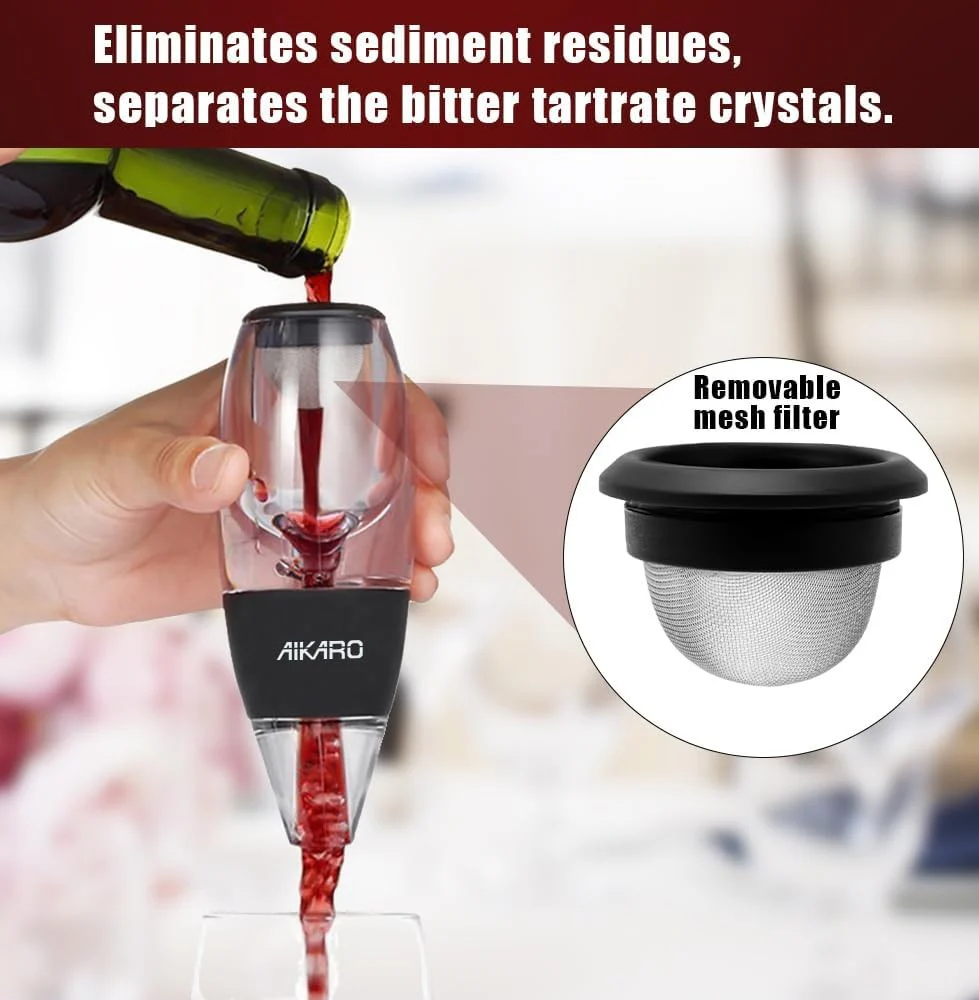 AIKARO Wine Aerator and Decanter with Filter Base for Red - Image 3