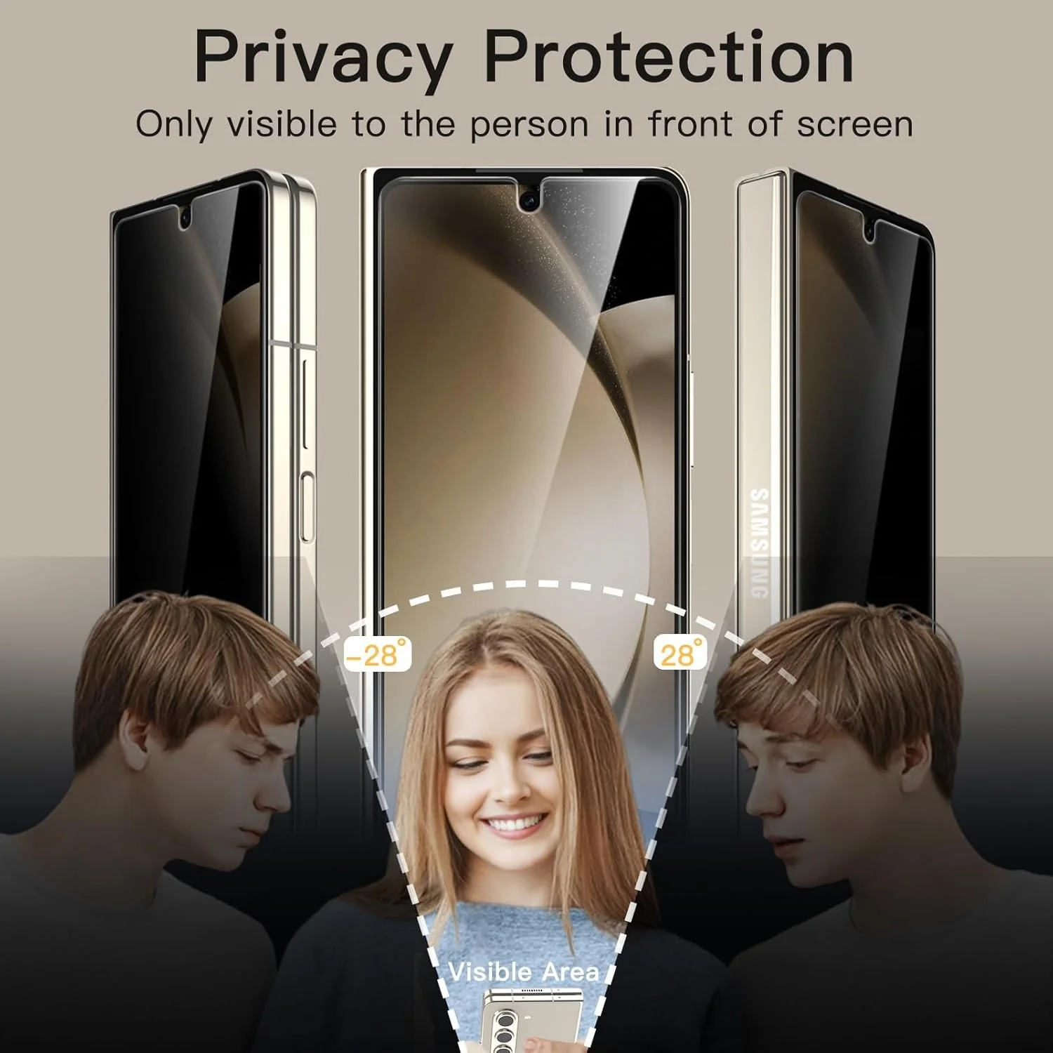 JETech Front Privacy Screen Protector for Samsung Galaxy Z Fold 5 - Image 3