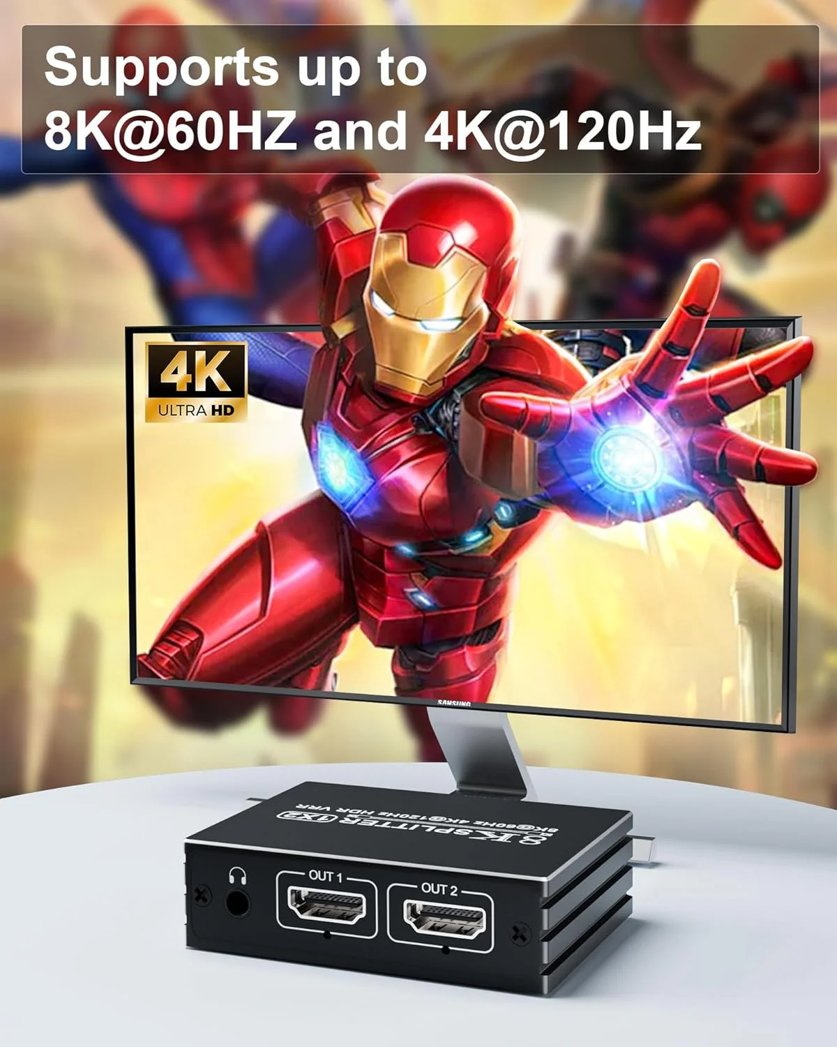 Pubiohs 8K HDMI 2.1 Splitter 1x2 for Dual Monitors with HDR10+ - Image 5