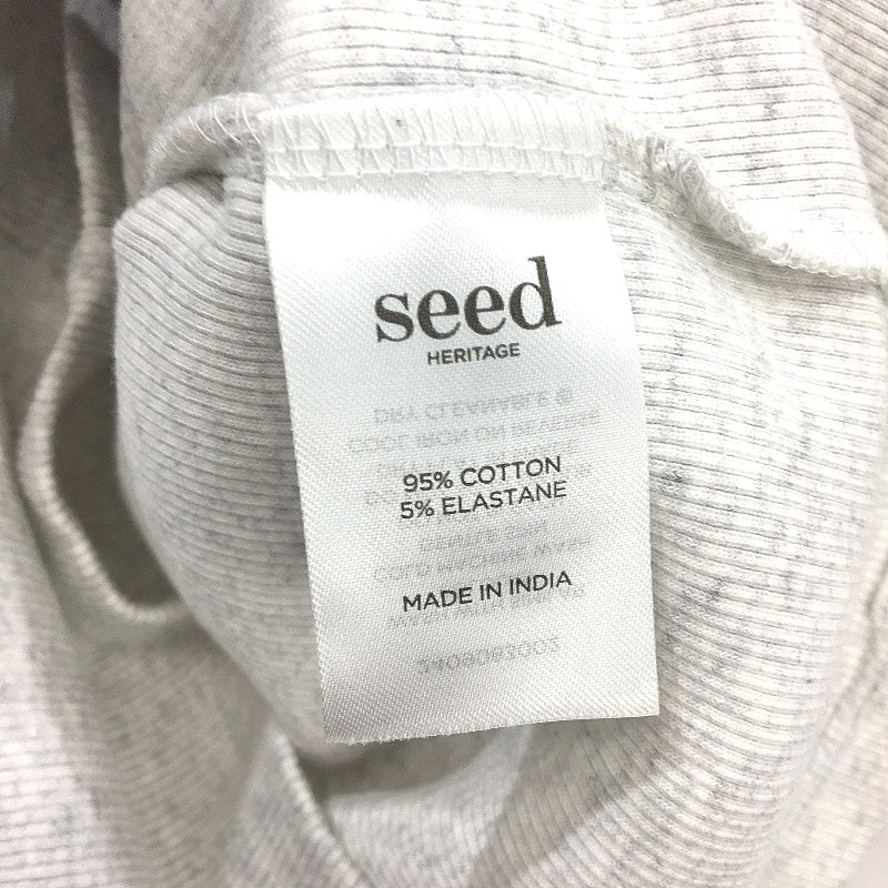 Seed Heritage Cream Grey Fleck Ribbed Basic Cotton T-Shirt Ladies Size Small - Image 5