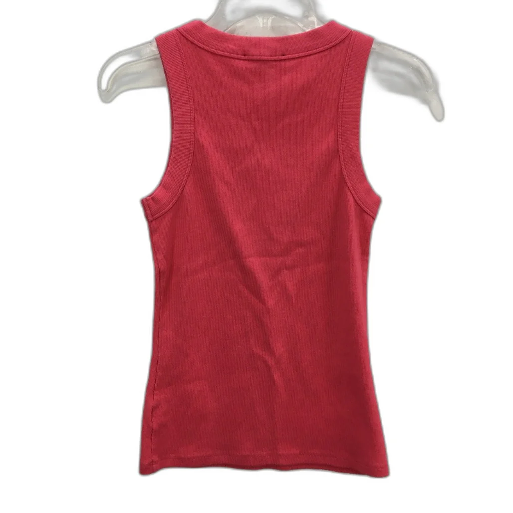 Decjuba Hot Pink Ribbed Round Neck Basic Cotton Blend Singlet Ladies Size S - Image 2