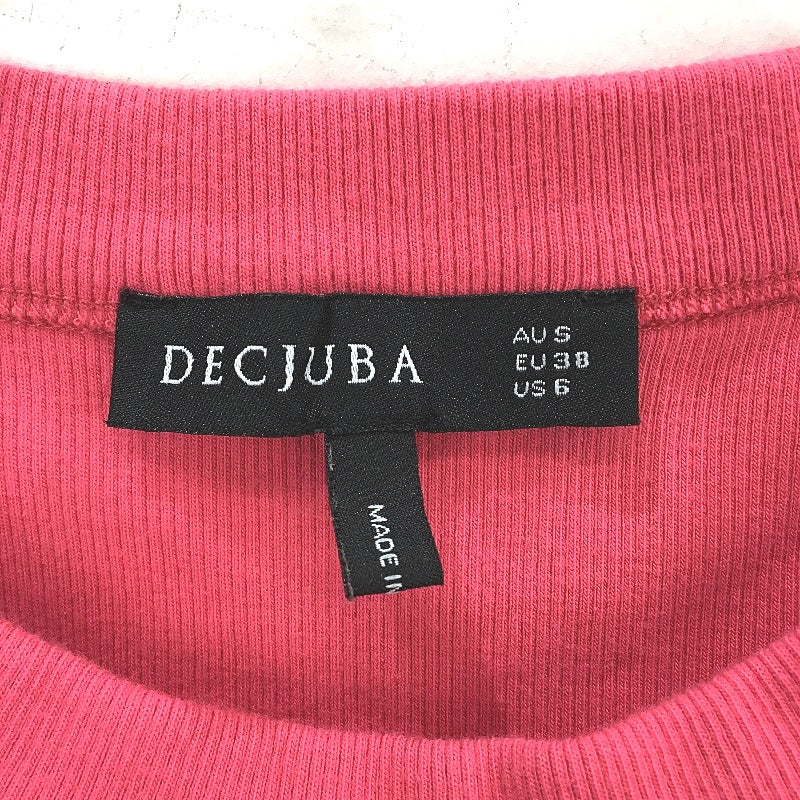 Decjuba Hot Pink Ribbed Round Neck Basic Cotton Blend Singlet Ladies Size S - Image 3