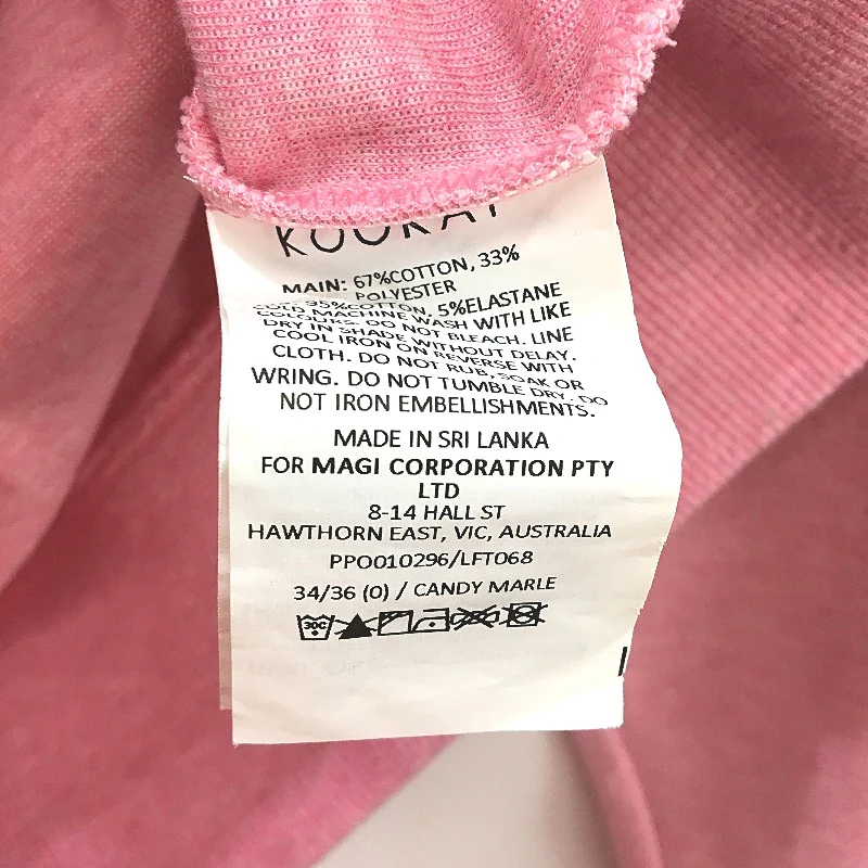 Kookai Musk Pink Cotton Blend Cropped Sweatshirt Jumper Ladies Size 0 AUS 6-8 - Image 4