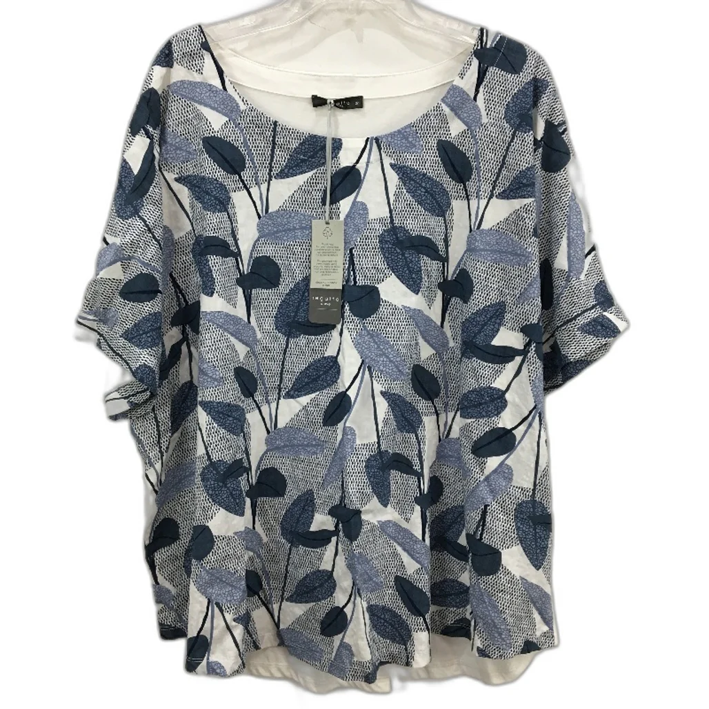 Regatta Curve Organic Cotton White With Blue Leaf Pattern Top Ladies Size 20 NEW