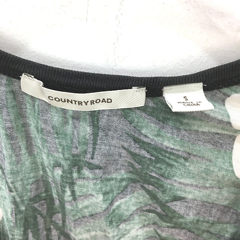 Country Road Black With Green Leaf & White Flowers Singlet Dress Ladies Size S - Image 3