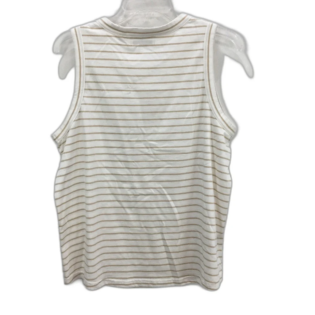 Country Road 100% Australian Cotton Cream & Tan Stripe Singlet Top Ladies Size M - Image 2