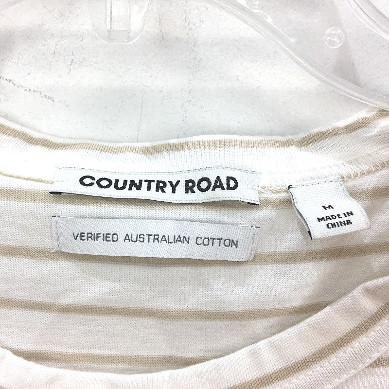 Country Road 100% Australian Cotton Cream & Tan Stripe Singlet Top Ladies Size M - Image 3
