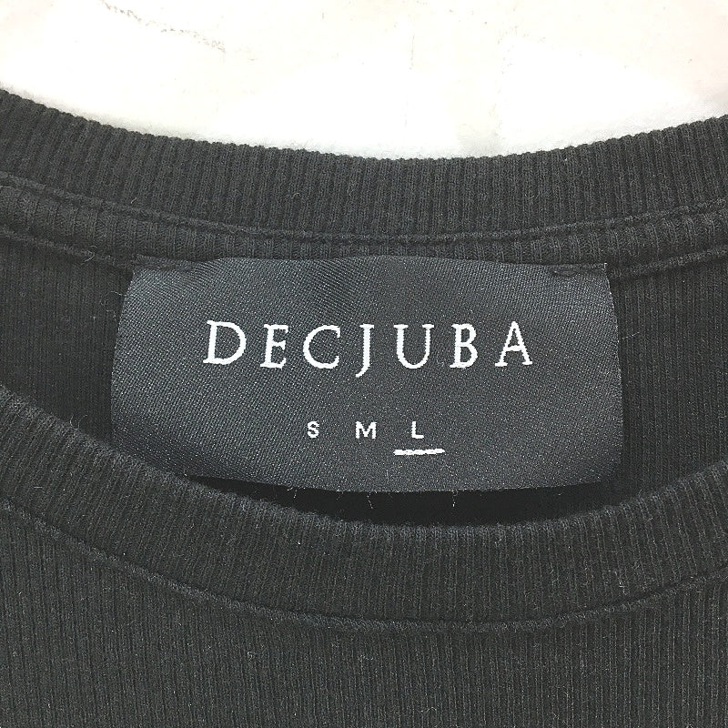 Decjuba Black Stretch Ribbed Ruffled Edged Shoulders Top Ladies Size Large - Image 3