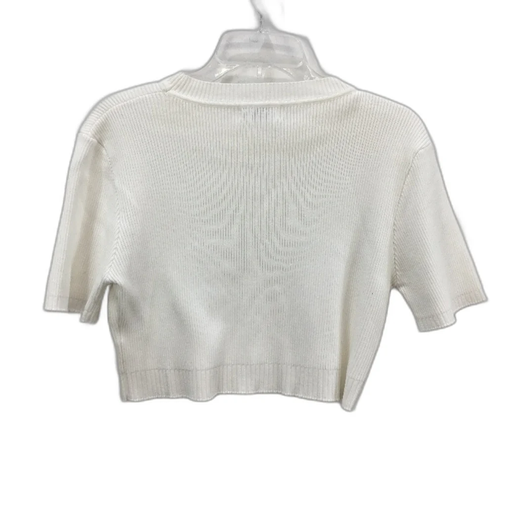 Dissh White Ribbed Knit Short Sleeve Stretch Cropped Top Ladies Size Medium - Image 2