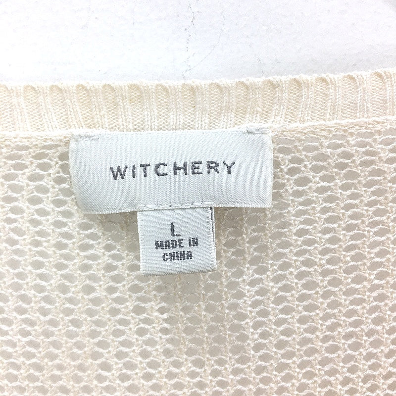 Witchery Yellow & Cream Linen Viscose Knit Style Lightweight Top Ladies Size L - Image 3