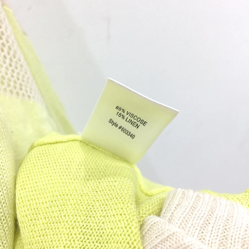 Witchery Yellow & Cream Linen Viscose Knit Style Lightweight Top Ladies Size L - Image 4