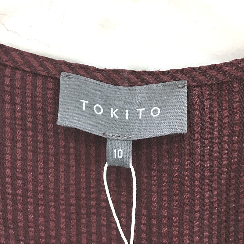 Tokito Burgundy Wine Long Sleeve Lace Cuff Shirt Blouse Ladies Size 10 NEW - Image 4