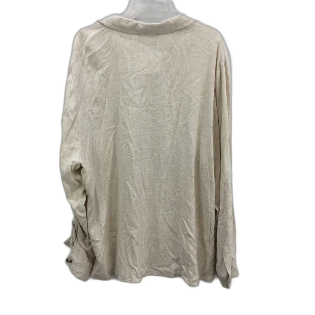 Regatta Curve Stone Cream Linen Blend Long Sleeve Button Up Shirt Size 20 NEW - Image 2