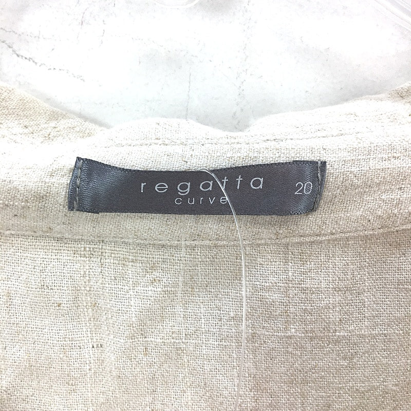 Regatta Curve Stone Cream Linen Blend Long Sleeve Button Up Shirt Size 20 NEW - Image 3