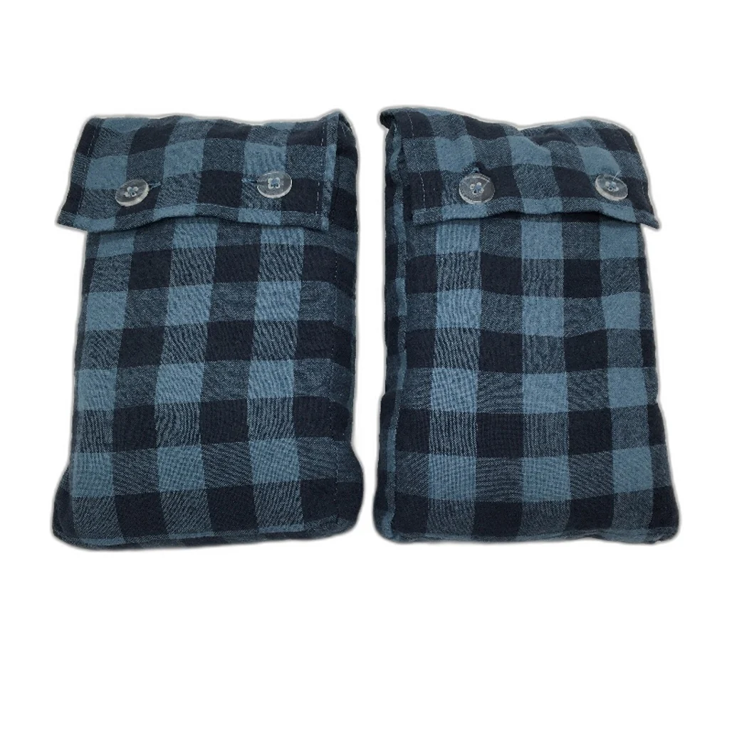 Target 2 Piece Darby Blue Gingham Linen Cotton Blend European Pillowcases NEW
