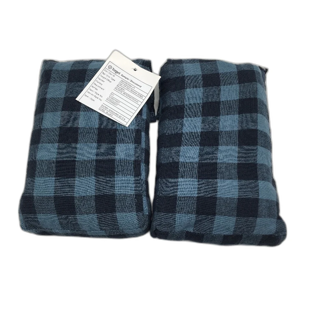 Target 2 Piece Darby Blue Gingham Linen Cotton Blend European Pillowcases NEW - Image 2
