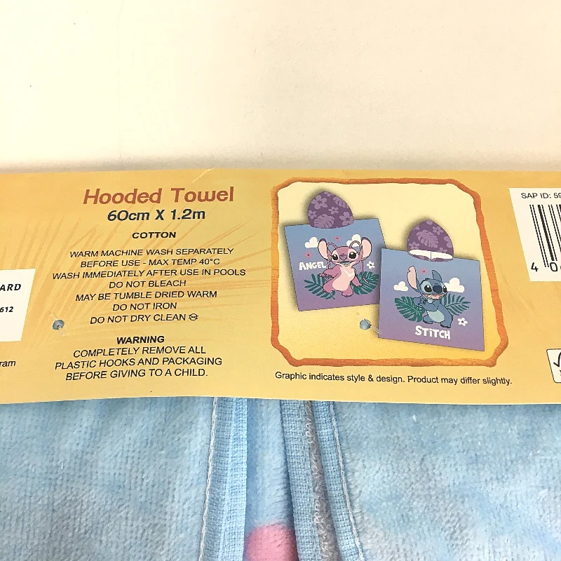 Stitch Plush Character Pillow, Hooded Towel and 24oz Water Bottle Bundle NEW - Image 4