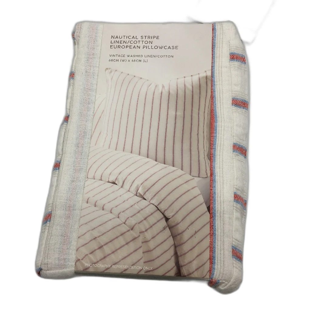 Target Nautical Stripe Linen Cotton Vintage Wash European Pillowcase 65x65cm NEW