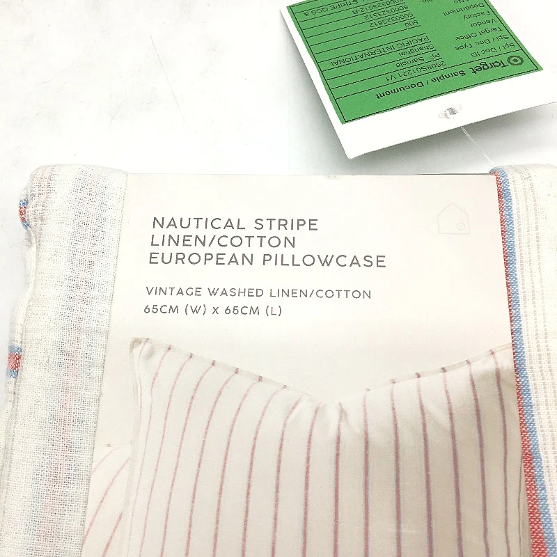 Target Nautical Stripe Linen Cotton Vintage Wash European Pillowcase 65x65cm NEW - Image 4