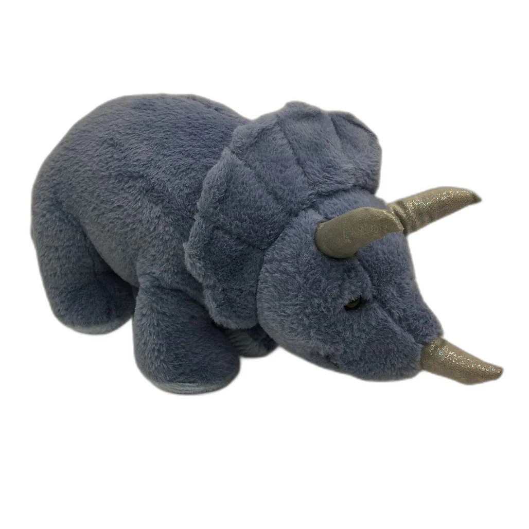 Green & Blue Dinosaurs T-Rex Triceratops 2 PCS Soft Fluffy Plush Toy Plushie NEW - Image 2