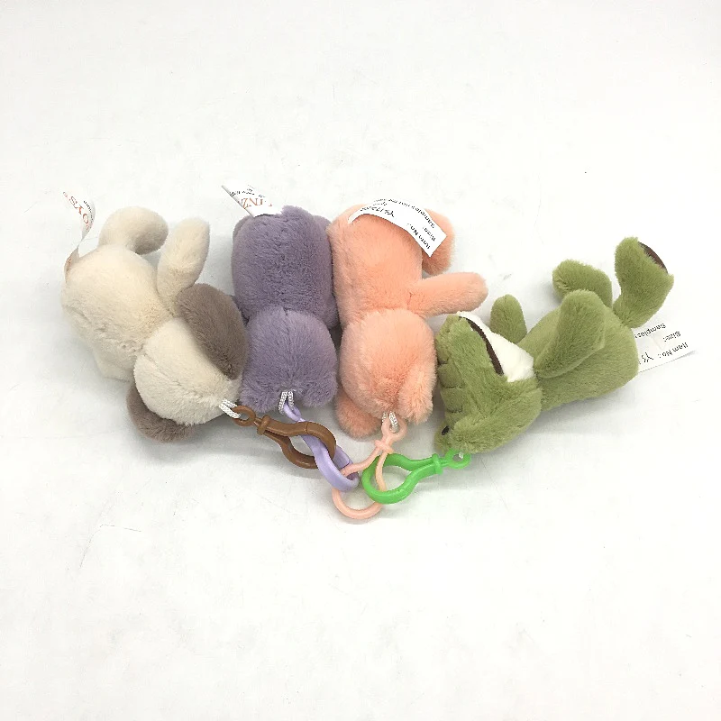 4 Pack Bundle Soft Fluffy Mini Animal Plush Toys Key Chains Bag Tag NEW - Image 3