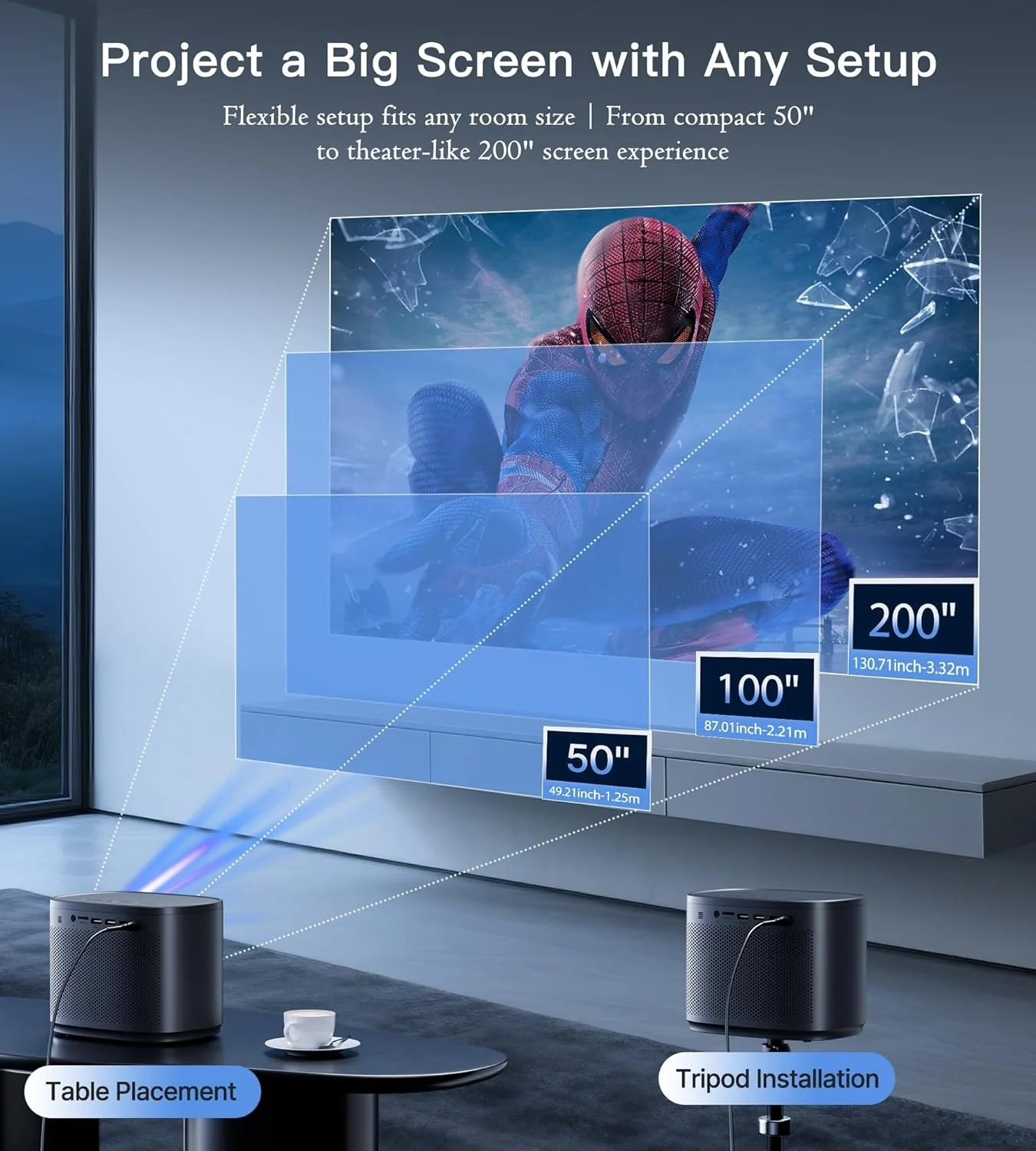 BIGASUO M416 Mini Projector 1080P HD Portable 200” Display DEMO - Image 5