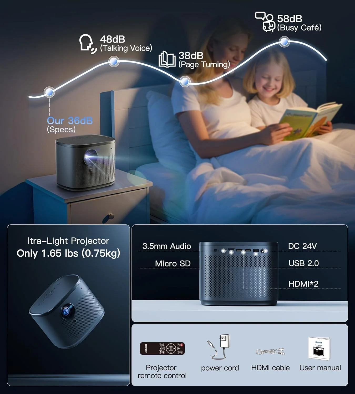 BIGASUO M416 Mini Projector 1080P HD Portable 200” Display DEMO - Image 8
