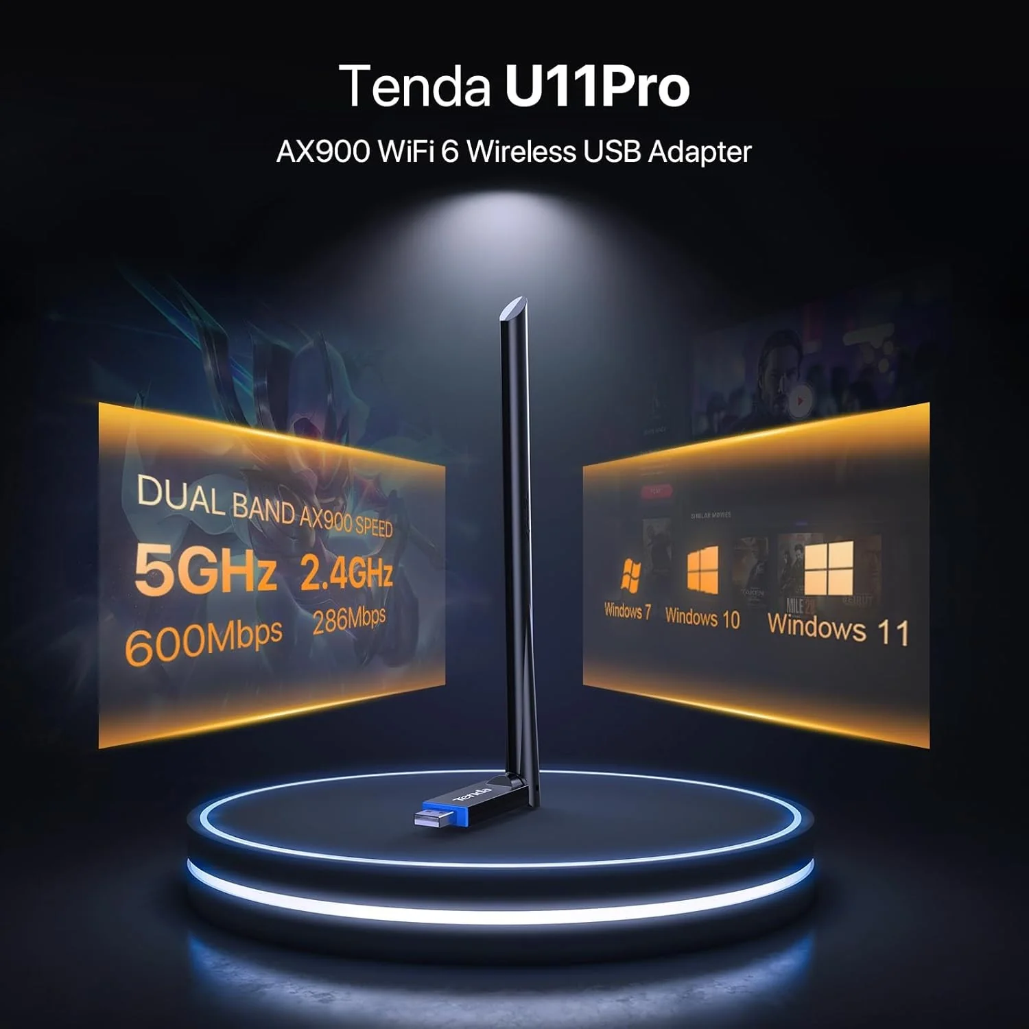 Tenda U11 Pro Wireless WiFi Adapter for Desktop PC with High Gain Antenna - Image 2