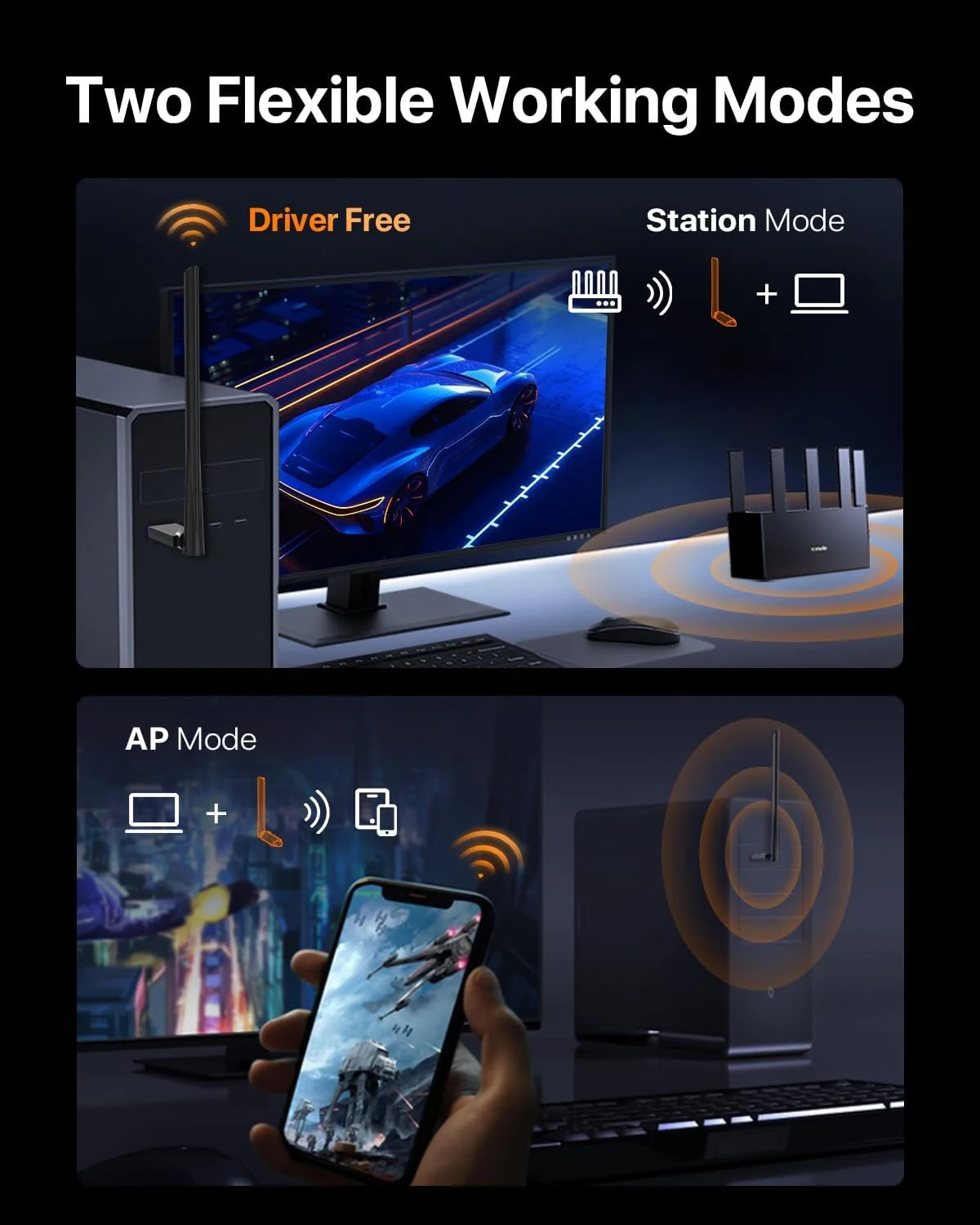 Tenda U11 Pro Wireless WiFi Adapter for Desktop PC with High Gain Antenna - Image 5